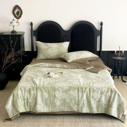 Dezentes Bettwäscheset aus Baumwoll-Perkal mit tonalem Jacquard-Muster