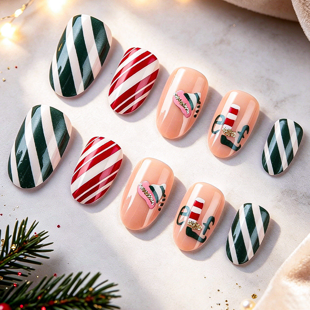 Festliche Weihnachten-Themen Press-On Nagelkunst Brehn