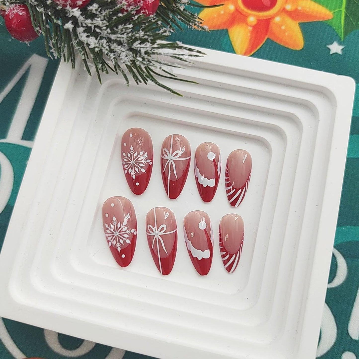 Festliches Feiertags-Themen Press-On Nagelset Brehn