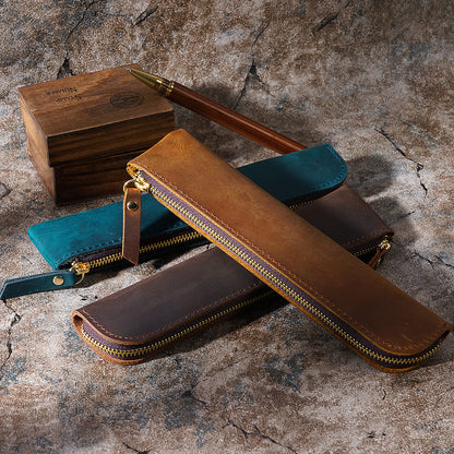 Leder Reißverschluss Bleistiftetui 1790590109