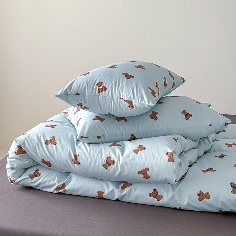 Florales Baumwoll-Satin Bettbezugset mit Kissenbezügen