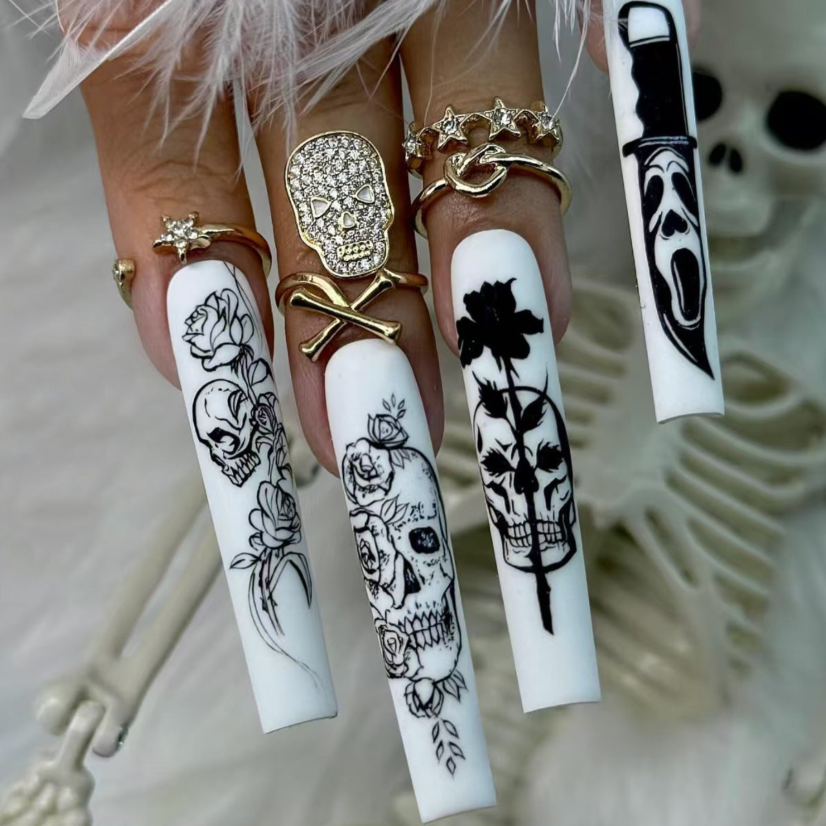 Kunstnagel-Set mit bunten Blumenmotiven Brehn