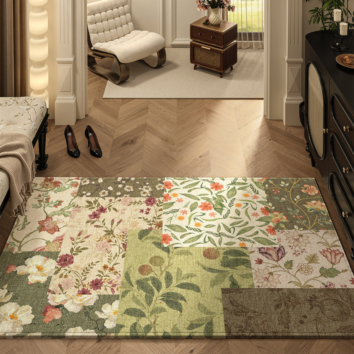 Dekorativer floral Patchwork-Teppich
