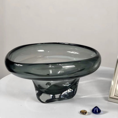 Handgeblasene dicke Glas-Podest-Mittelstück-Schüssel Brehn