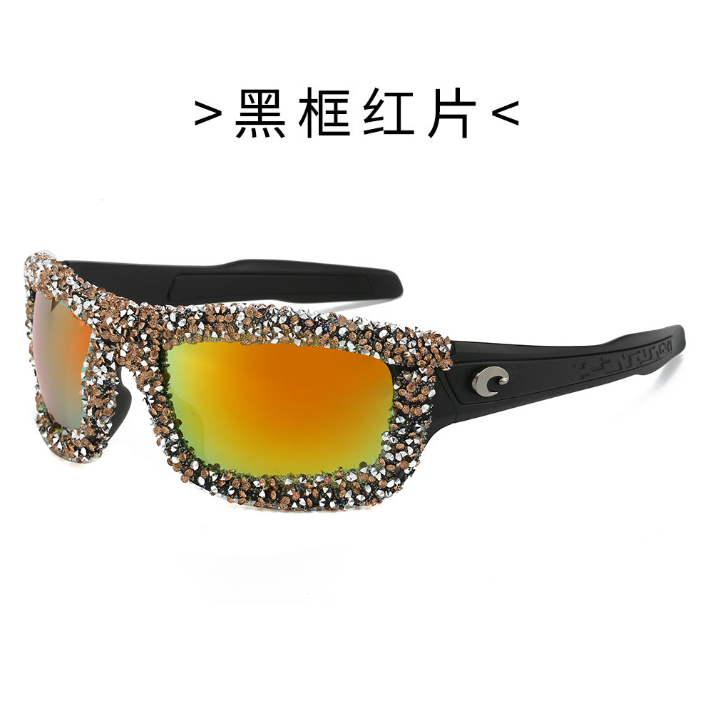 Damen Sportliche Sonnenbrille mit funkelndem Strassrahmen Brehn