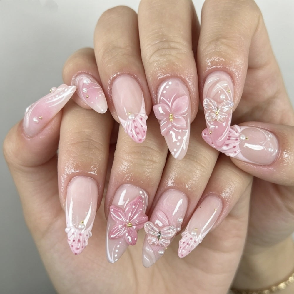 Schickes mandelförmiges Press-On-Nagelset Brehn