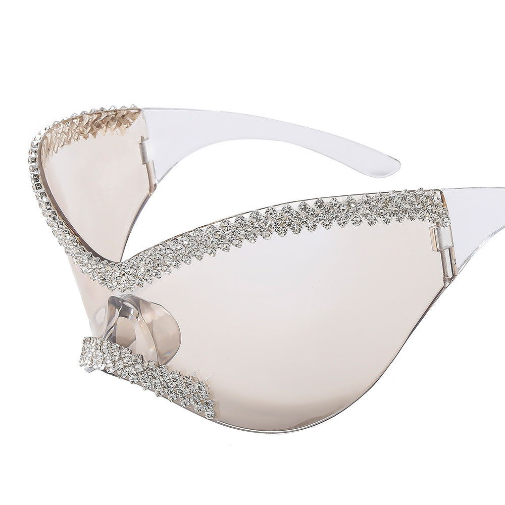 Damen Glamouröse Hochglanz-Sonnenbrille mit Kristallrand Brehn