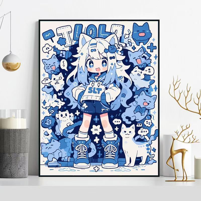 Verspinnende Katzen-Themen-Illustration Wandkunst Brehn