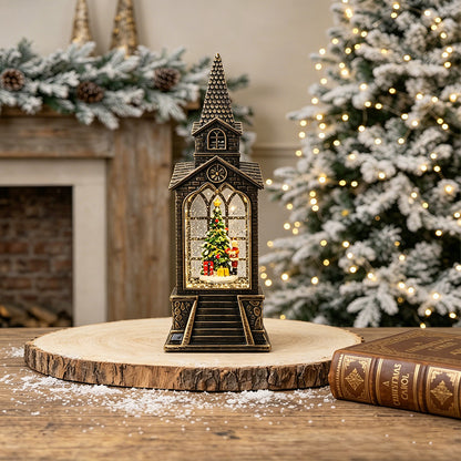 Nostalgische Weihnachtslaterne mit beleuchteter Schneemann-Szene Brehn