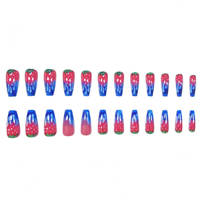 Erdbeer-inspirierte Acryl-Nagelkunst-Verlängerungen Brehn
