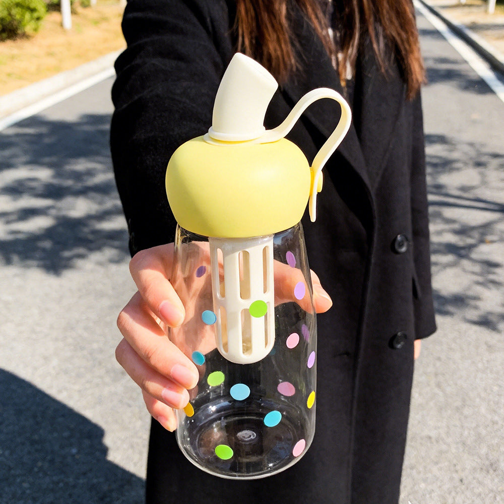 Damen Trinkflasche mit integriertem Fruchtfilter und praktischem Tragegriff Brehn