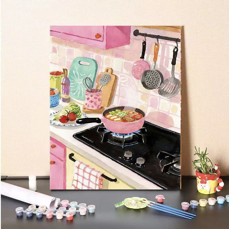 DIY Küche Szene Malen nach Zahlen Leinwand Kunst Brehn