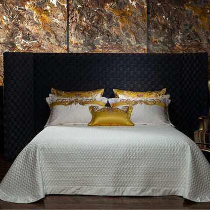 Barock Bestickte Satin-Optik Bettbezug Set