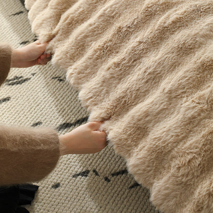 Hochflor-Sofaüberwurf-Set aus Kunstfell mit Sitz-, Rücken- und Armlehnenbezügen Brehn
