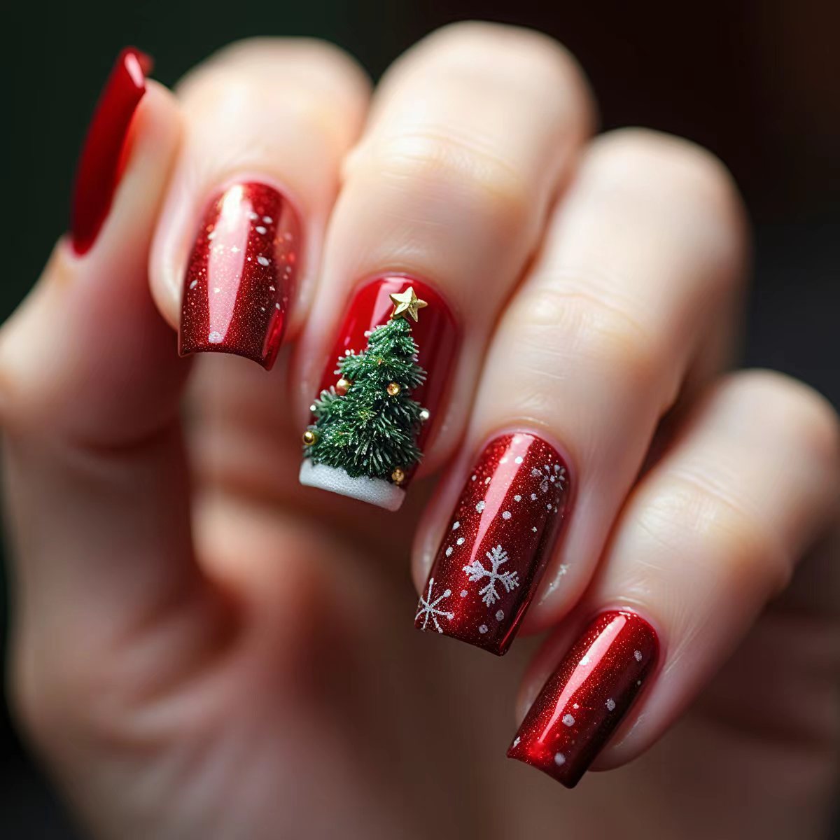Kunstnägel Im Festlichen Weihnachtsdesign Brehn