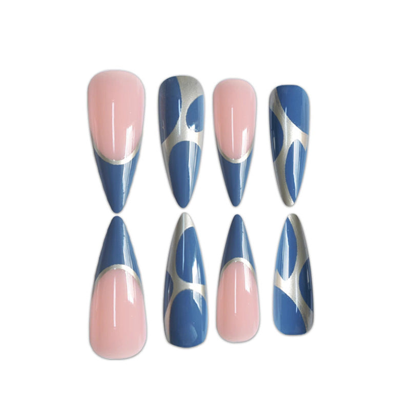 Stiletto Press-On Nagelkunstverlängerungen mit geometrischem Design Brehn