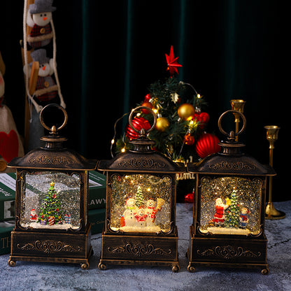 Glitzernde Weihnachtslaterne mit Schneeszenen Brehn