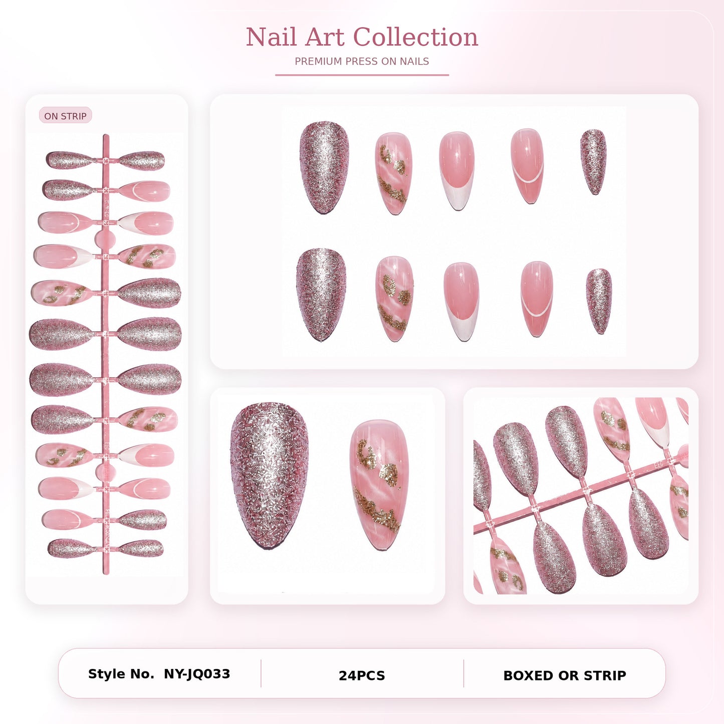Premium Nagelkunst Set mit Glitzer und Blumenmuster Brehn