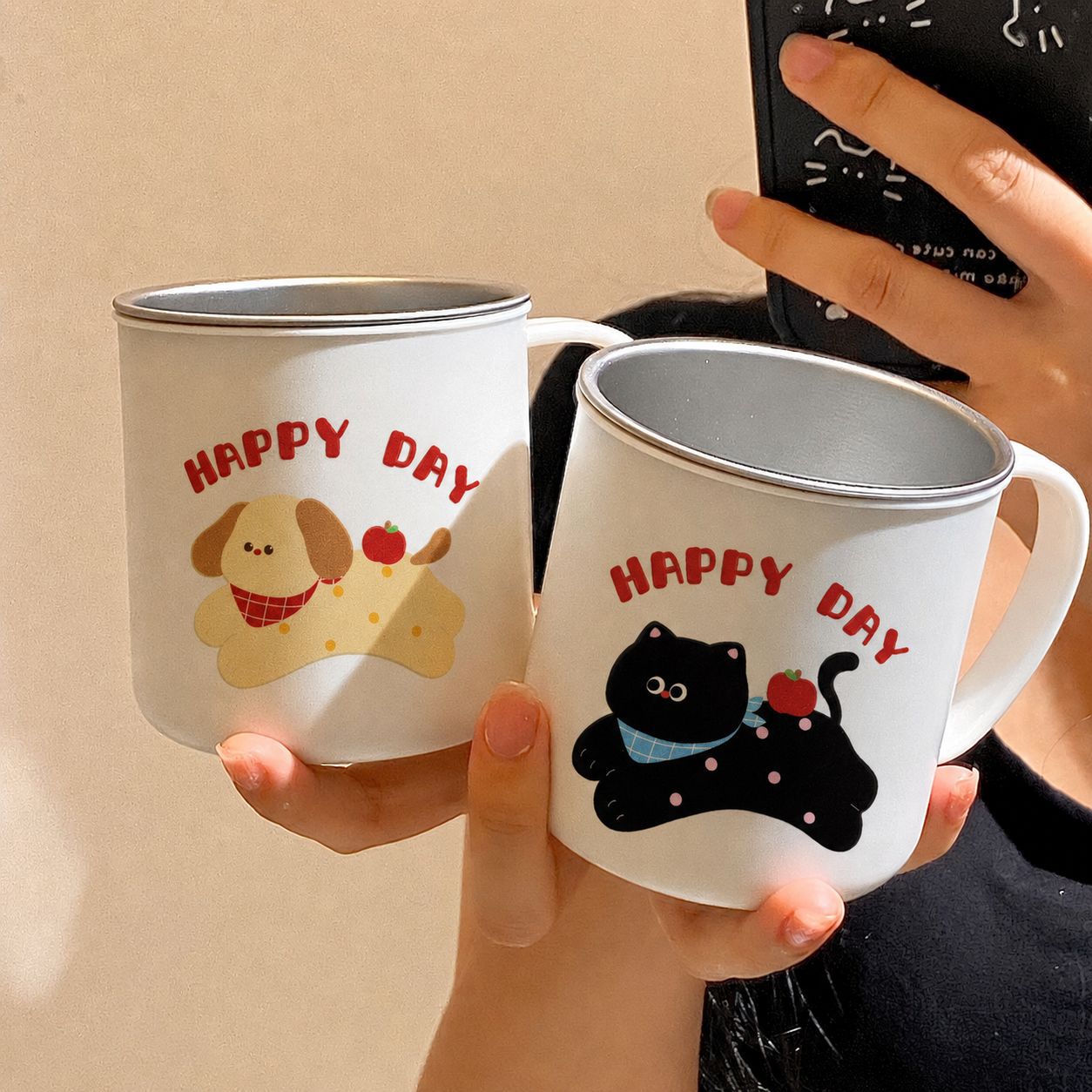 Keramiktasse mit Verspieltem Katzenmotiv und Fröhlichem Schriftzug Brehn