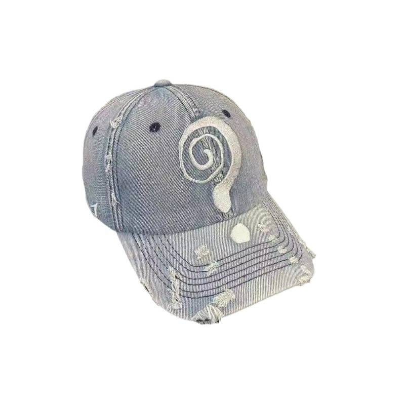 Damen Destroyed Denim Baseballcap mit Grafikdesign Brehn
