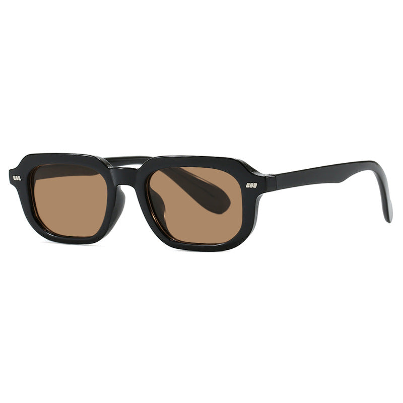 Damen quadratische Sonnenbrille mit hochglänzendem transparentem Rahmen und polarisierenden Gläsern Brehn