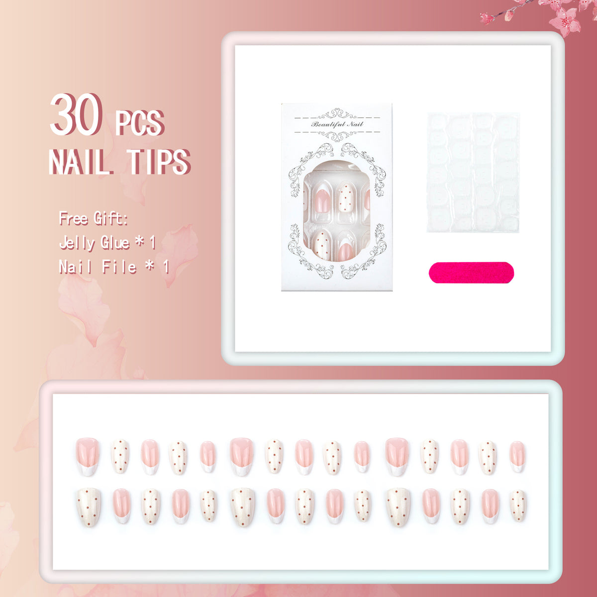 Elegantes französisches Tipp-Press-On-Nagelset