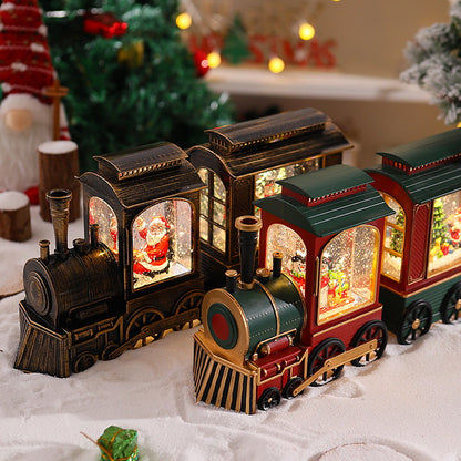 Nostalgische Weihnachtszug-Laterne mit beweglichem Weihnachtsmann Brehn