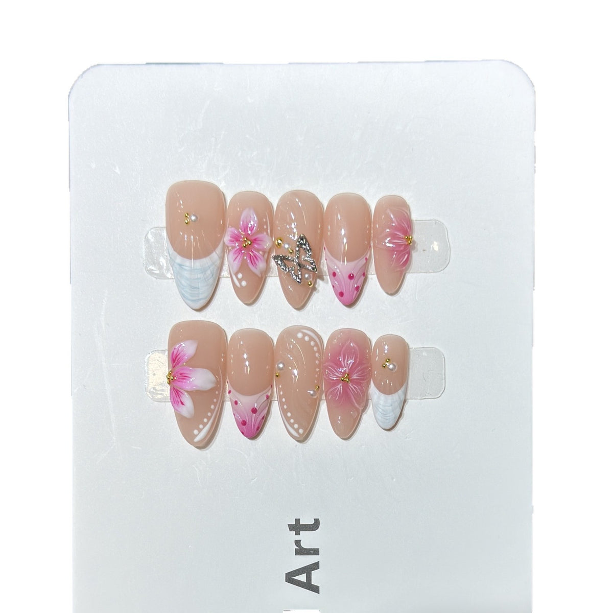 Florales Akzent Press-On Nagelkunst Set Brehn