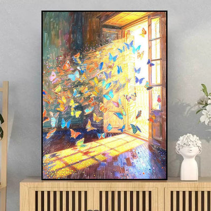 Schmetterlings-inspiriertes traumhaftes Leinwandkunstwerk Brehn