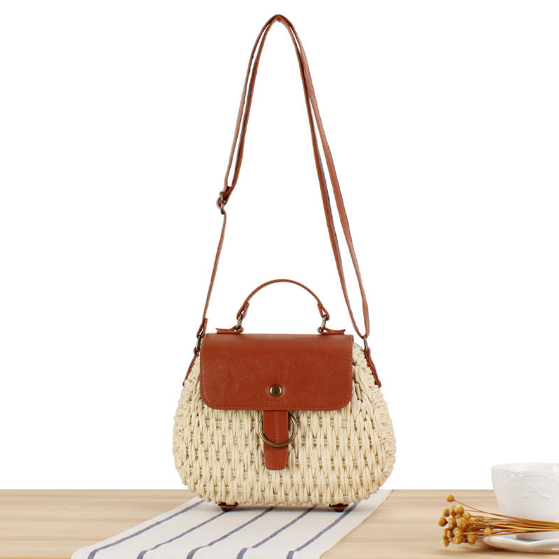 Handtasche mit Elegantem Lederdeckel und Geflochtenem Design Brehn