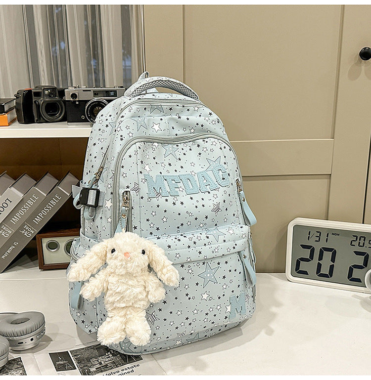 Multi-Taschen Sternen-Print Schulrucksack