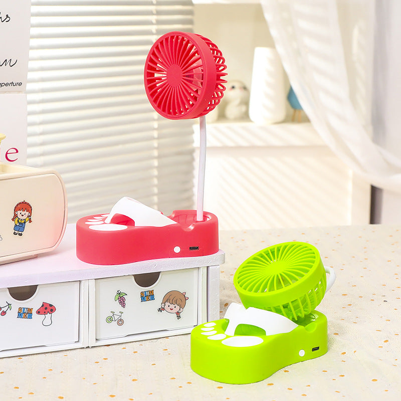 Damen tragbarer USB Tischventilator mit flexiblem Schwanenhals und integriertem Licht Brehn