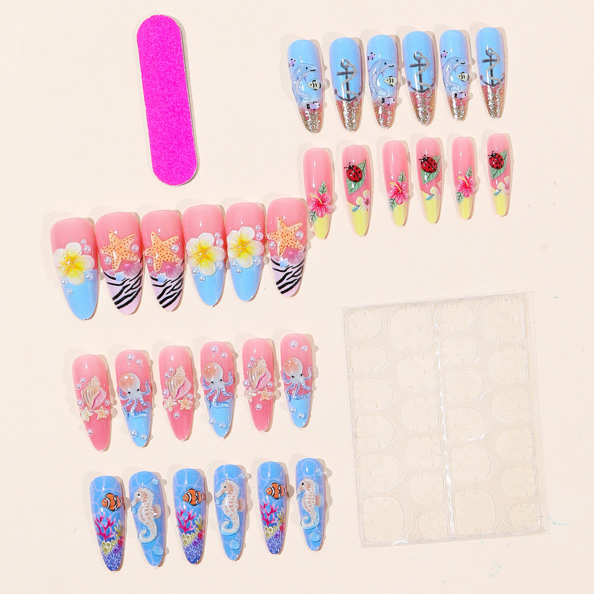 Ocean-Inspirierte 3D-Nagelkunst-Set Brehn