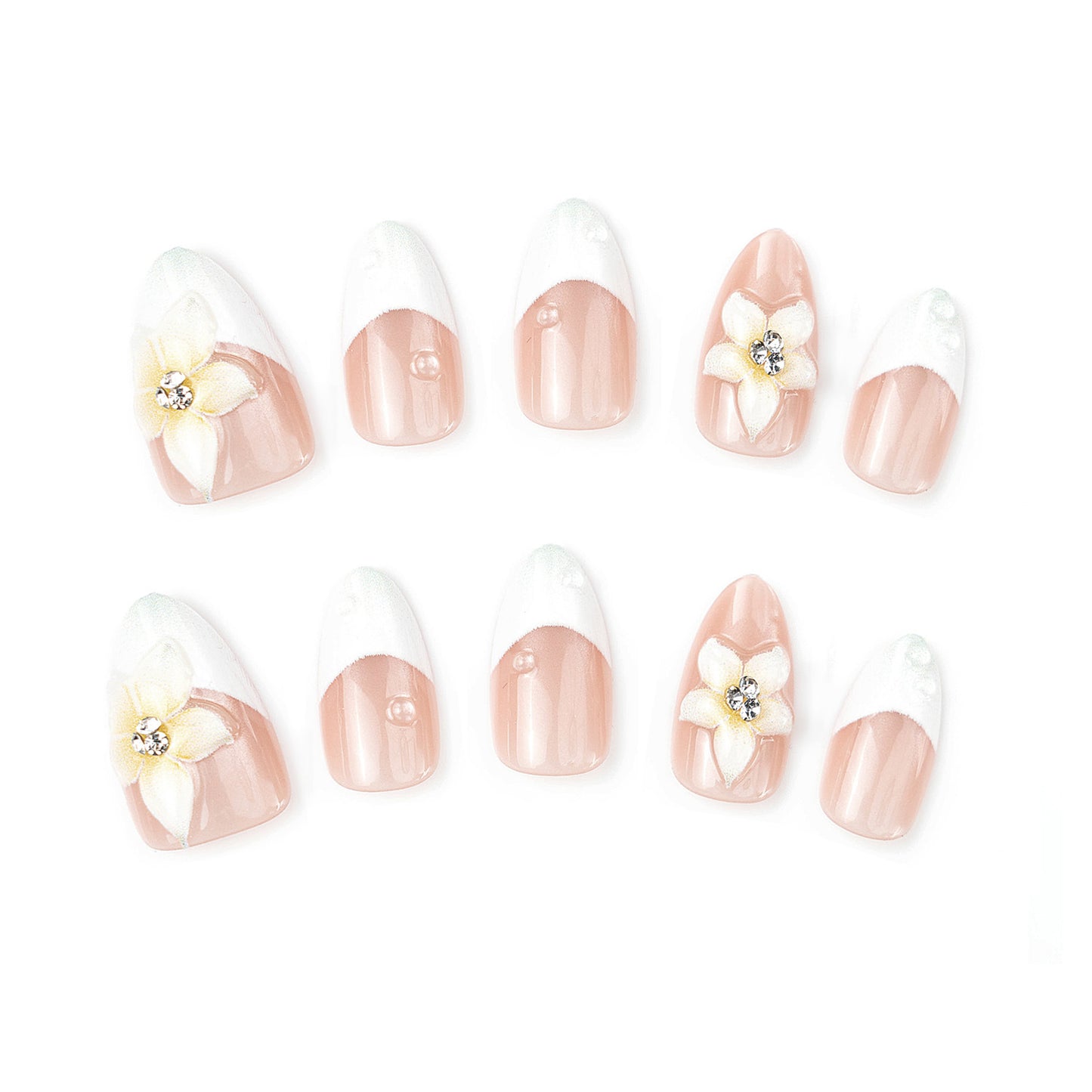 Premium dekorative Press-On-Nagelset mit floralen Akzenten Brehn