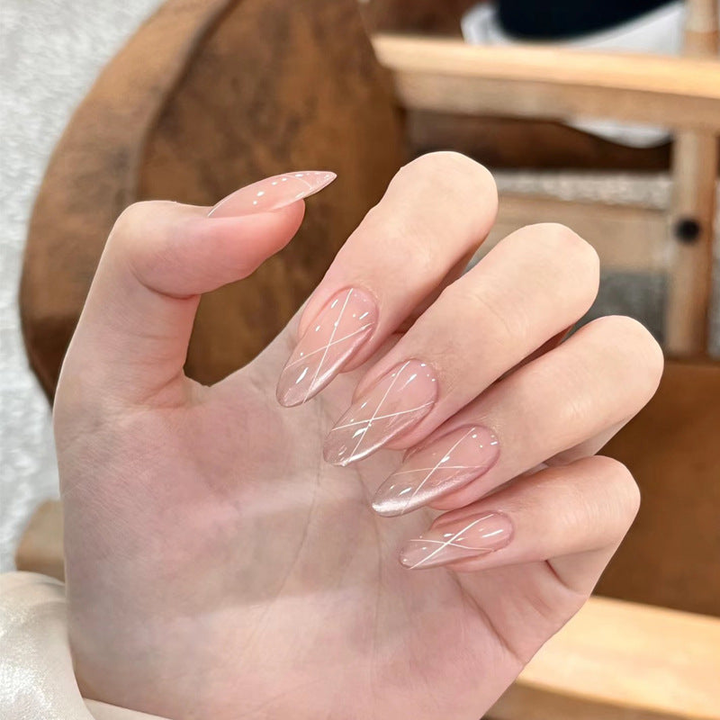 Elegante Lange Press-On Nägel Set mit Künstlerischen Spitzen Brehn