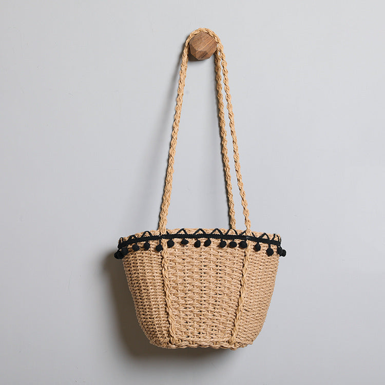 Feine Strandtasche mit Pompons Brehn