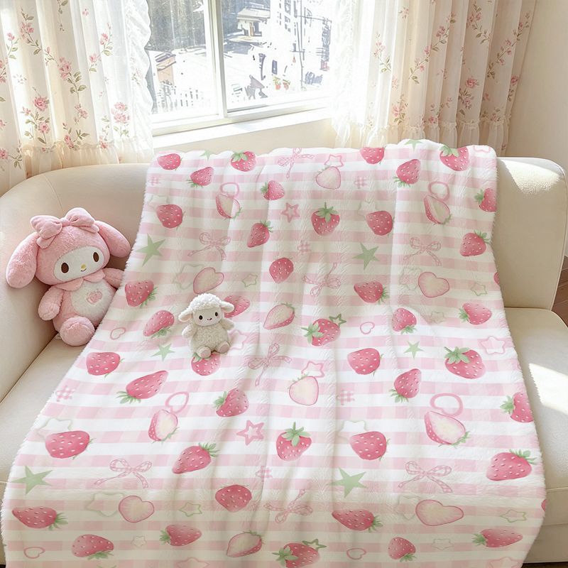 Erdbeer-Themen Kuschelfleece-Decke