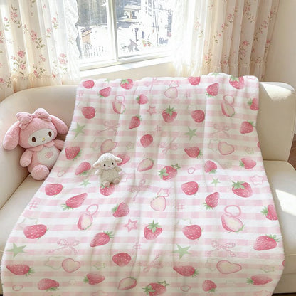 Erdbeer-Themen Kuschelfleece-Decke
