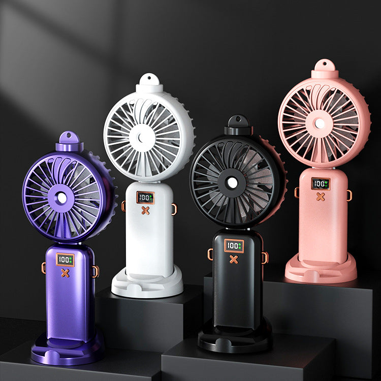Kühlender kompakter wiederaufladbarer verstellbarer Dual-Head-Personalventilator mit digitaler Batteriedisplay und magnetischer Dockingstation Brehn