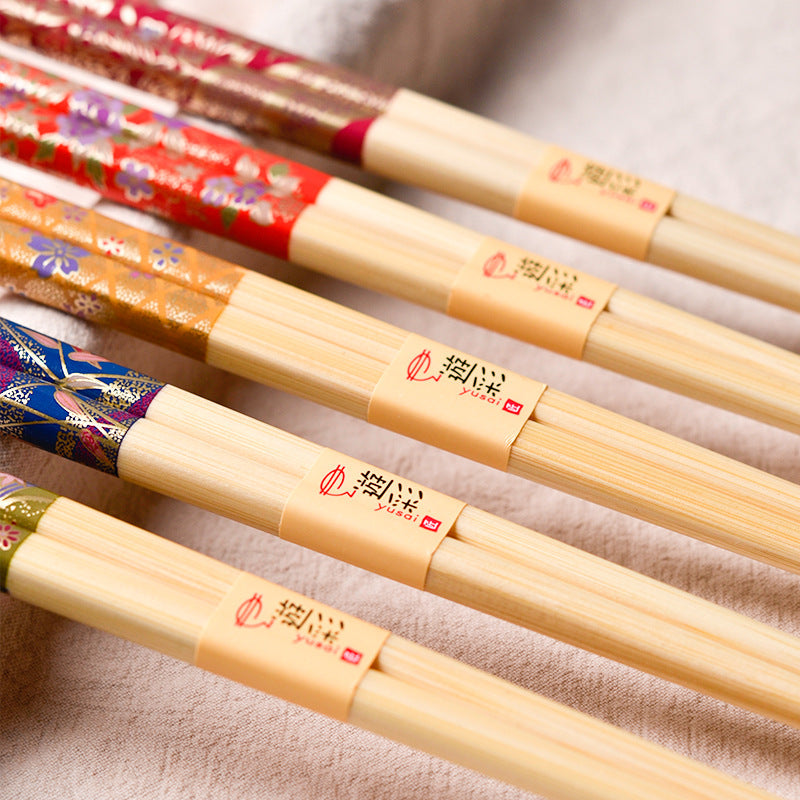 Japanische botanische handgefertigte Bambus-Esstäbchen Set aus 5 | Brehn