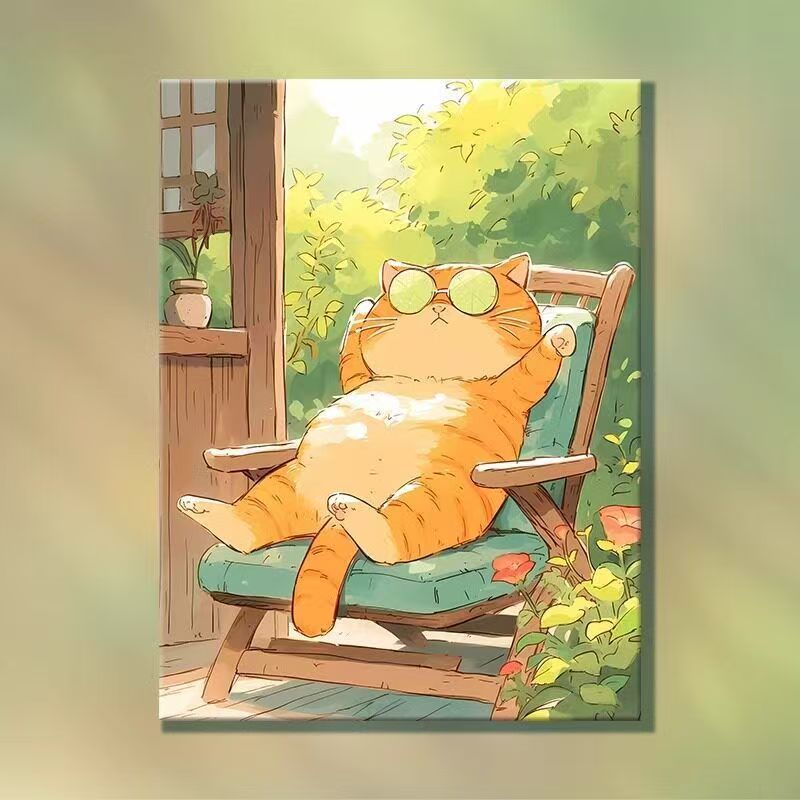 Verspielte Cartoon-Katzen-Illustration Wandkunst Brehn