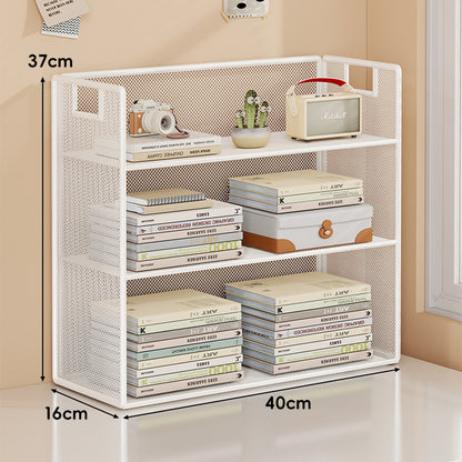 Perforiertes Metall Zwei-Ebenen Schreibtisch-Organizer-Regal mit integrierten Tragegriffen