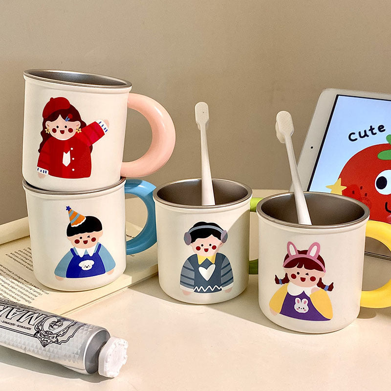 Edelstahl Kaffeebecher mit Fröhlichem Kindermotiv Brehn