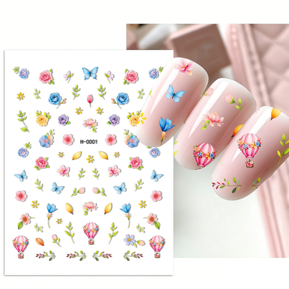 Florales Design Nagelkunst Aufkleber Set