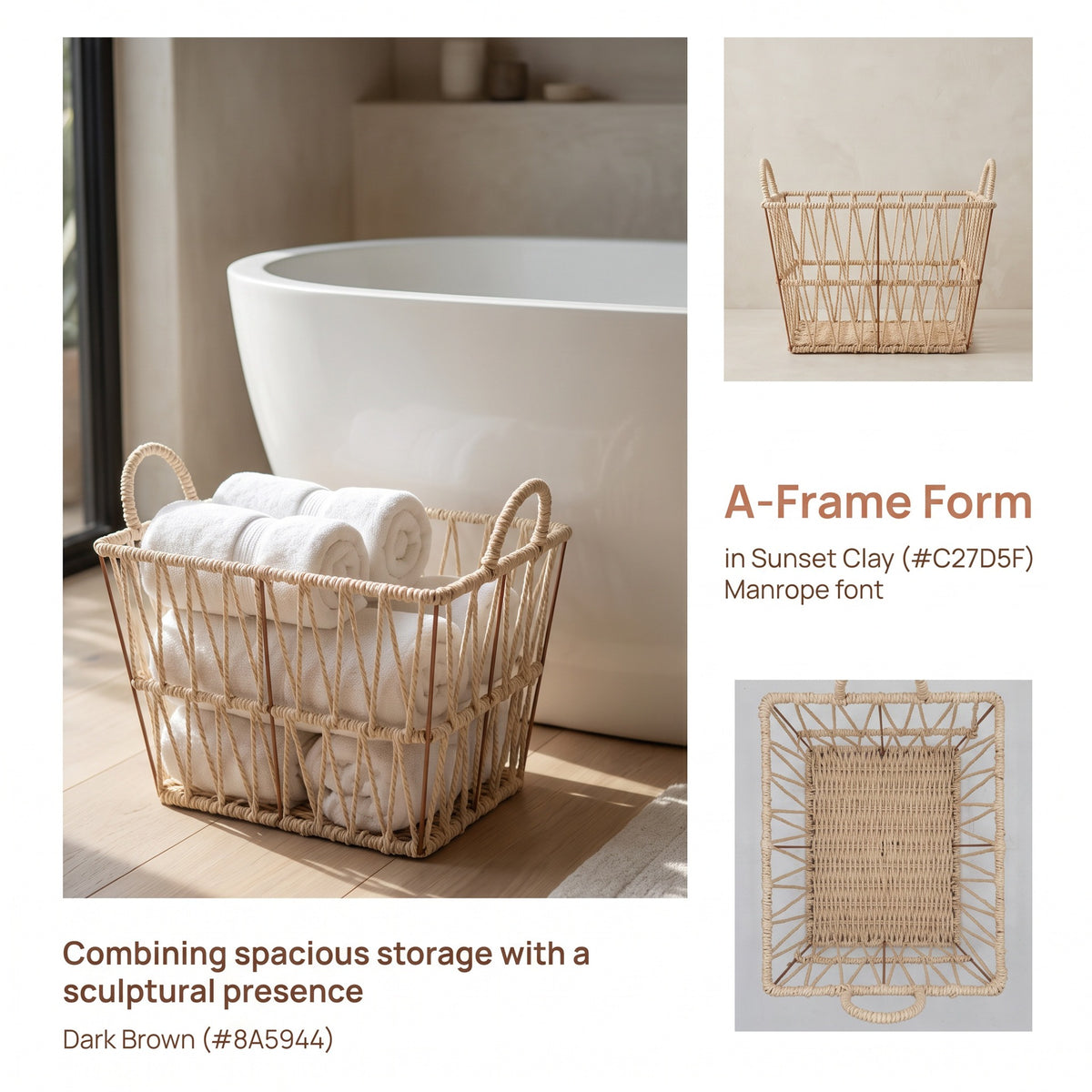 Eleganter Badezimmer Aufbewahrungskorb aus Naturmaterial Brehn