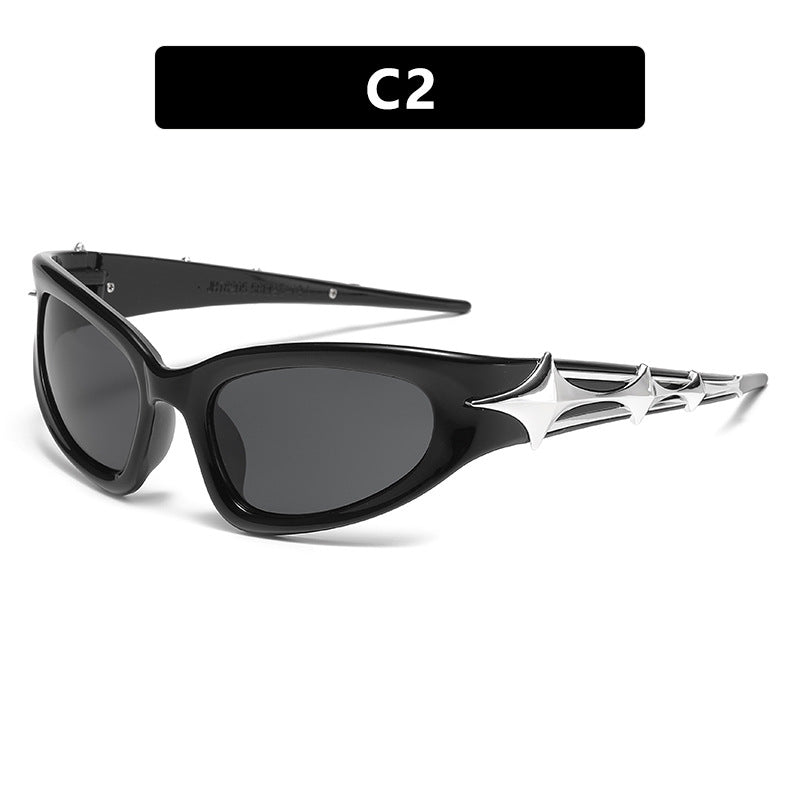 Damen futuristische Sonnenbrille mit einzigartigem Sternedesign Brehn