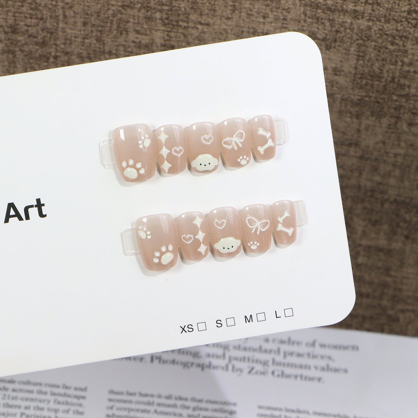 Dekorativer Press-On Nagel Kunst Set mit niedlichen Haustier-Themen Designs Brehn