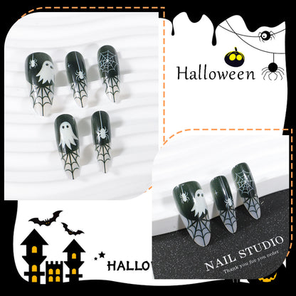 Halloween Kunstnagelset mit Geister- und Spinnennetz-Design Brehn