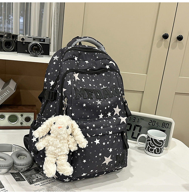 Multi-Taschen Sternen-Print Schulrucksack
