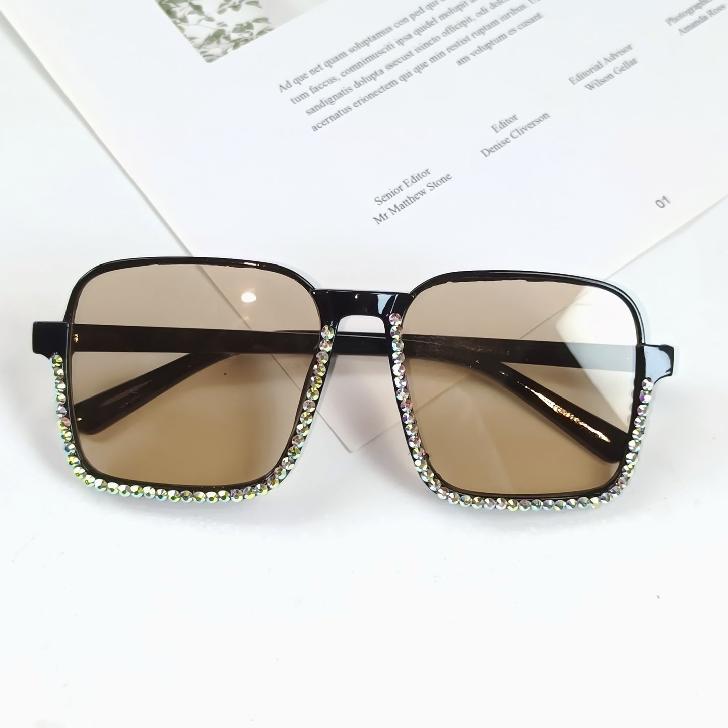 Damen Glamouröse Sonnenbrille mit funkelndem Strass-Besatz Brehn